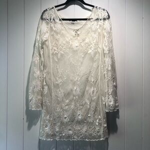 Forever 21 lace slip dress overlay babydoll gorgeous lace slight flare arm S/M